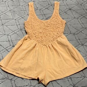 Free People Peach Textured Jumpsuit